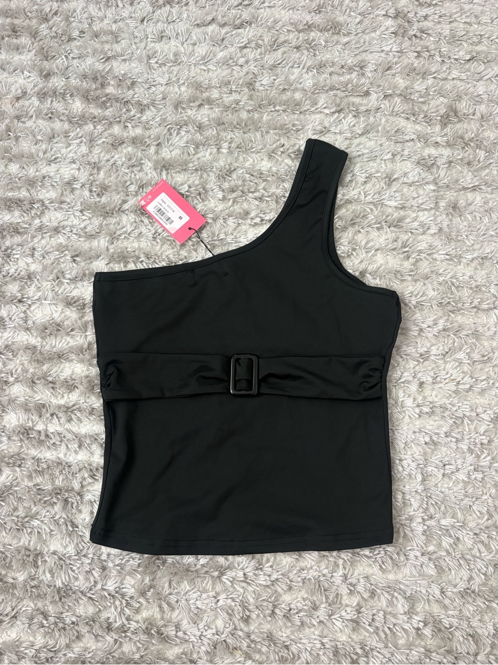 Edikted One-Shoulder Black Belted Tank Top